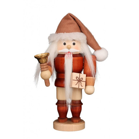 Nussknacker Weihnachtsmann mit Glocke natur