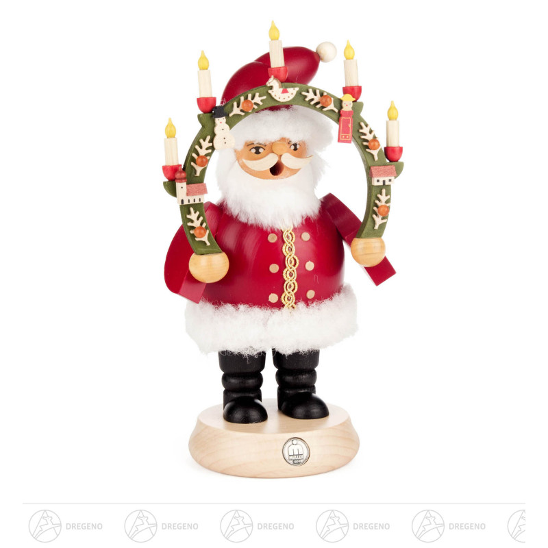Räuchermann Weihnachtsmann mit Kerzenbogen