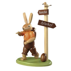 Hase Wanderer am Wegweiser