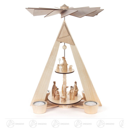 Pyramide mit Christi Geburt, 2-stöckig, für Teelichte