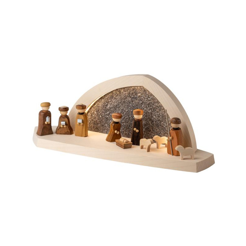 Gesteinsbogen 15x37x13cm natur LED beleuchtet Christi Geburt