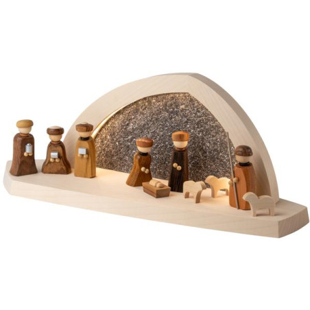 Gesteinsbogen 15x37x13cm natur LED beleuchtet Christi Geburt