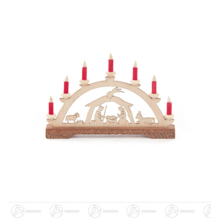 Mini Schwibbogen Krippe Christi Geburt rote Kerzen 4x 7cm