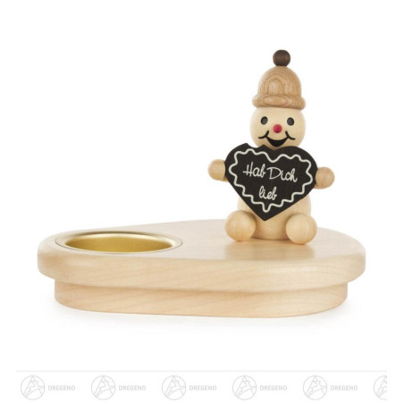 Teelichthalter Schneemann Junior mit Lebkuchenherz