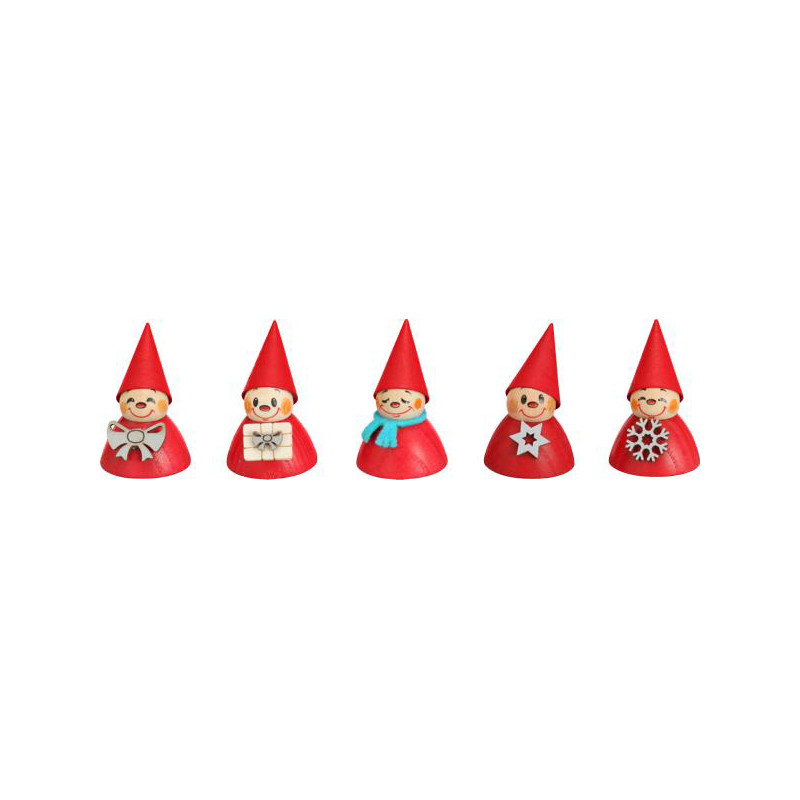 Weihnachts-Wippel, 5er Satz 4cm