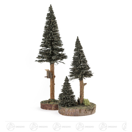 Nadelbäume mit Vogelhaus grün, 20/27cm (2)
