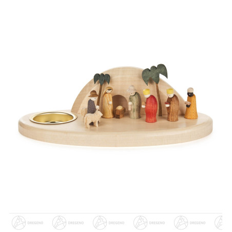 Miniatur Krippe Weihnachtsabend mit Teelichthalter