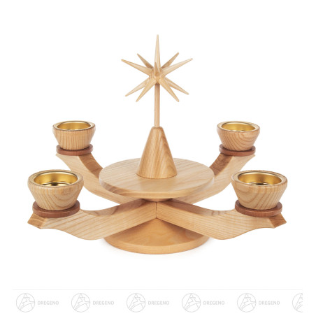Adventsleuchter mit Stern natur für Teelichte 21cm