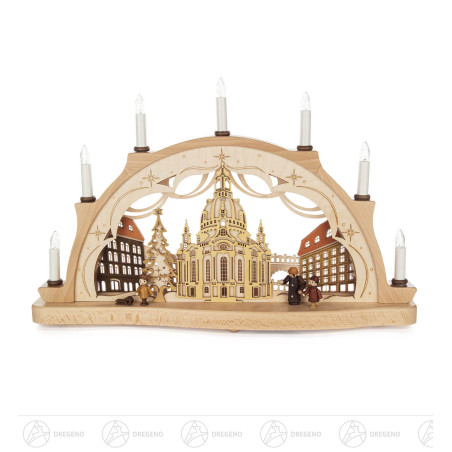 Schwibbogen Dresdner Frauenkirche in 3D Optik mit elektr. Beleuchtung 33x52cm