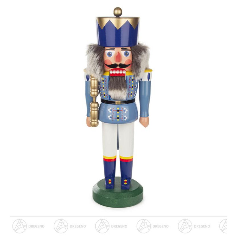 Nussknacker König hellblau-weiß, 34cm