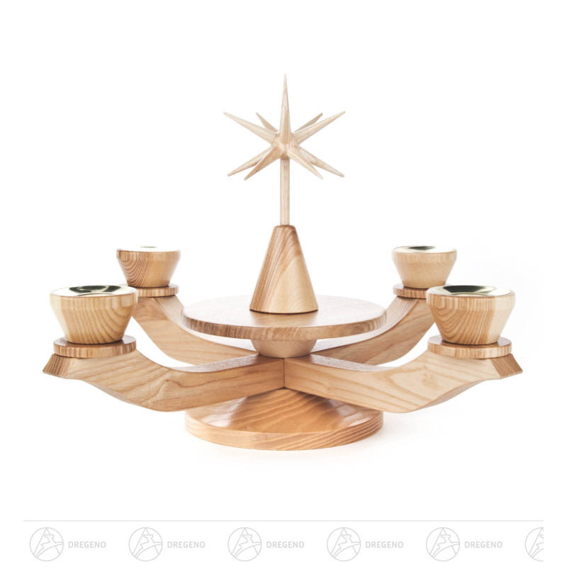 Adventsleuchter mit Stern, natur, für Kerzen d22mm