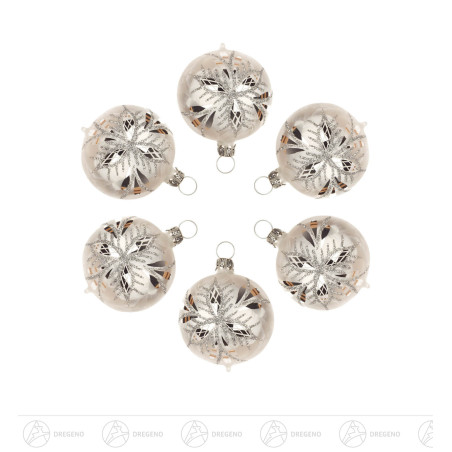 Thüringer Christbaumschmuck Kugel 5cm eisweiß Waffelmuster silber (6