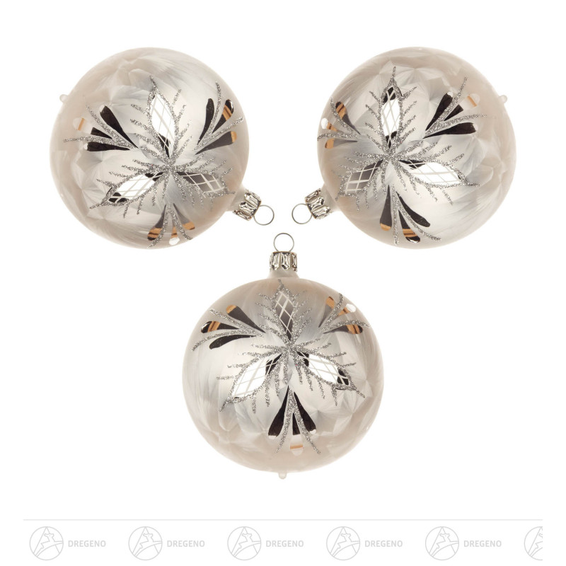 Thüringer Christbaumschmuck Kugel 8cm eisweiß Waffelmuster silber (3