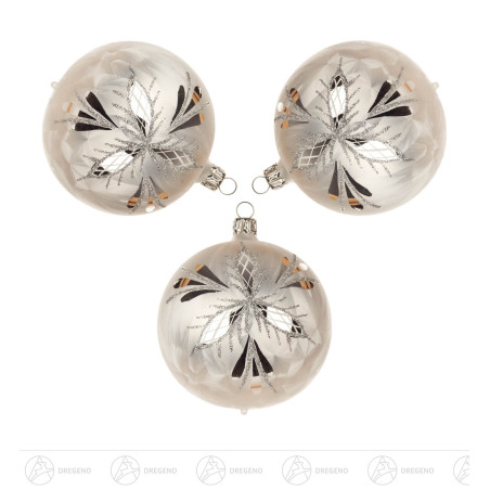 Thüringer Christbaumschmuck Kugel 8cm eisweiß Waffelmuster silber (3