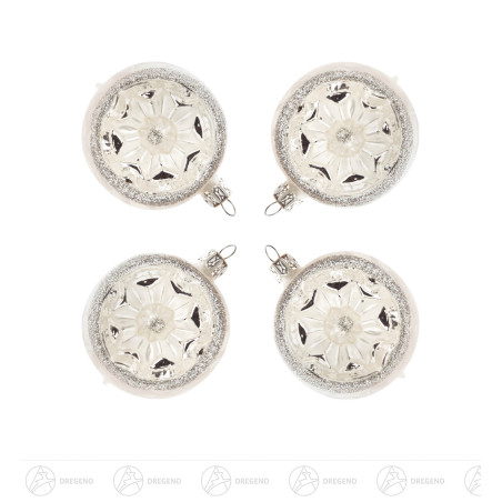 Thüringer Christbaumschmuck Reflexkugel 6cm eisweiß innen Glimmer(4)