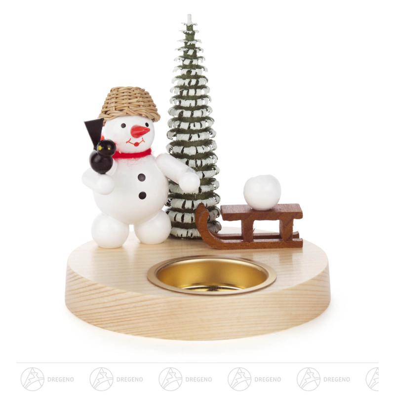 Teelichthalter Schneemann mit Schlitten