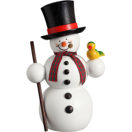 Schneemann mit Vogel 15cm