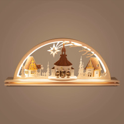 Schwibbogen Seiffener Kirche elektrisch beleuchtet LED 23x55cm