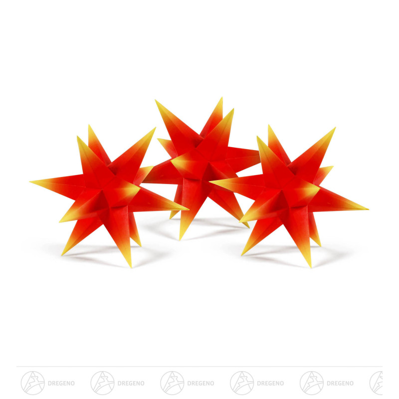 Bastelset Adventsstern (3 Stück) Roter Kern mit gelben Spitzen 16cm