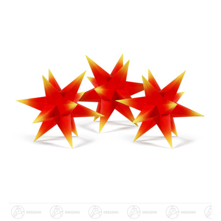 Bastelset Adventsstern (3 Stück) Roter Kern mit gelben Spitzen 16cm