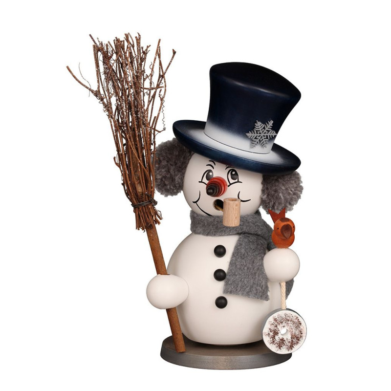 Räuchermann Schneemann grau