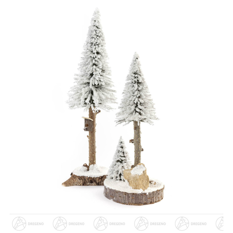 Nadelbäume mit Vogelhaus weiß, 20/27cm (2)