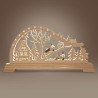 Schwibbogen Waldhütte mit Waldarbeiter und LED Beleuchtung 32x63cm