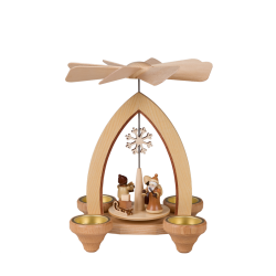 Teelichtpyramide mit Weihnachtsmann Bescherung