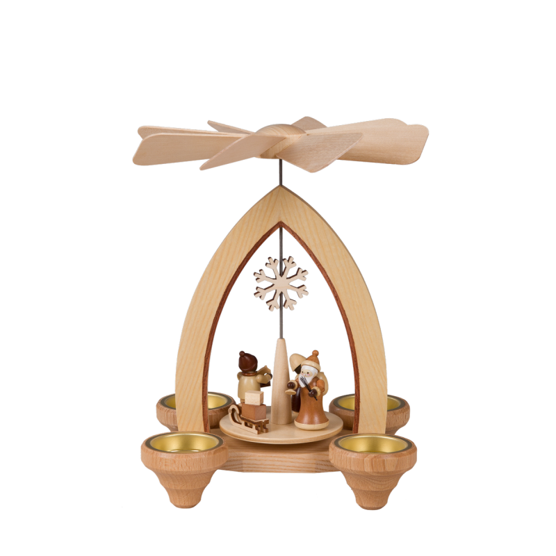 Teelichtpyramide mit Weihnachtsmann Bescherung