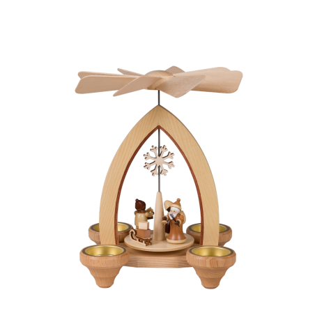 Teelichtpyramide mit Weihnachtsmann Bescherung