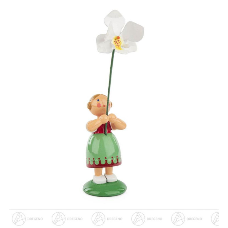 Blumenmädchen mit weißer Orchidee