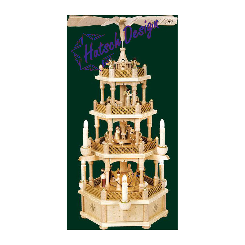 Pyramide Christi Geburt 3-st., natur, el. bel. u. betr.