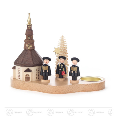 Teelichthalter mit Seiffener Kirche und Kurrende