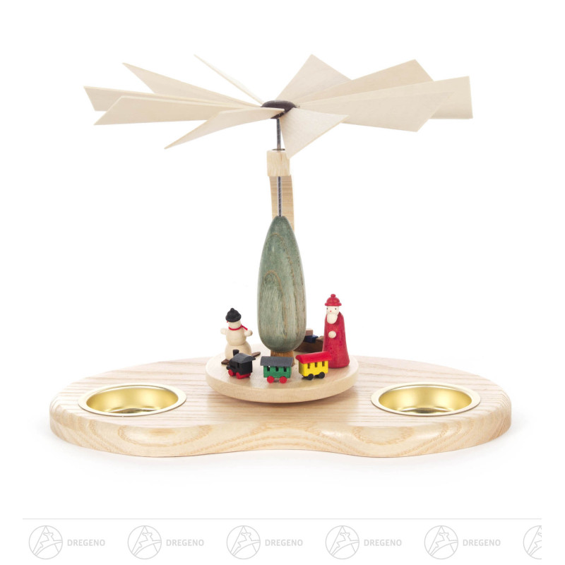 Pyramide mit Weihnachtsmann und Eisenbahn, für Teelichte