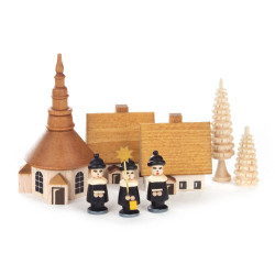 Kurrende mit Seiffener Kirche natur in Spandose 7cm