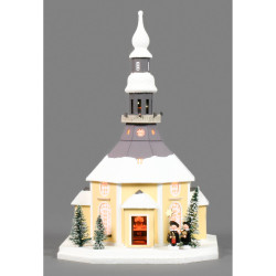Lichterhaus Seiffener Kirche mit Kurrende, elektr. Beleuchtung 42cm