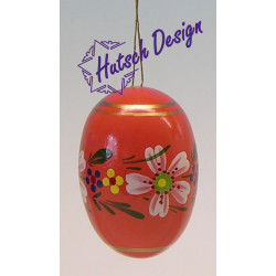 Osterei orange, 55 mm mit Blumen, handbemalt