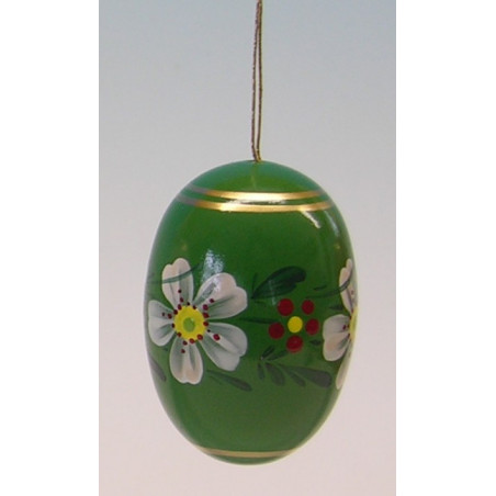Osterei grün, 55 mm mit Blumen, handbemalt